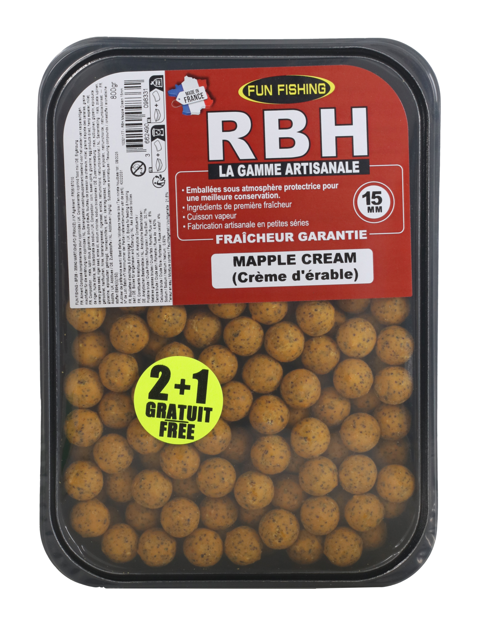 10321177 RBH Boilies 800gr 15mm Mapple Cream